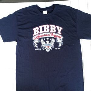 NWT Bibby an American Original Blue Gildan Custom Printed T-Shirt - Size Large